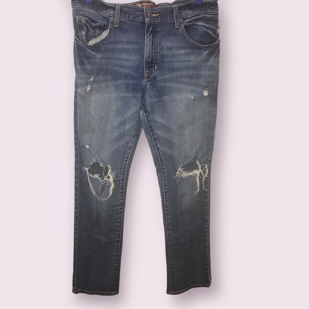 Arizona Jeans Co Mens Cotton Distressed Slim Fit Skinny Denim Jeans Size 31 X 32